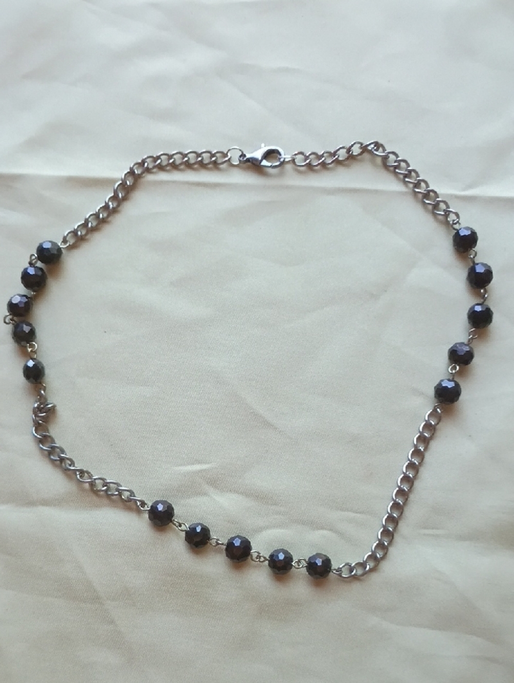 Source Unknown Black Faceted Bead Chain Necklace
